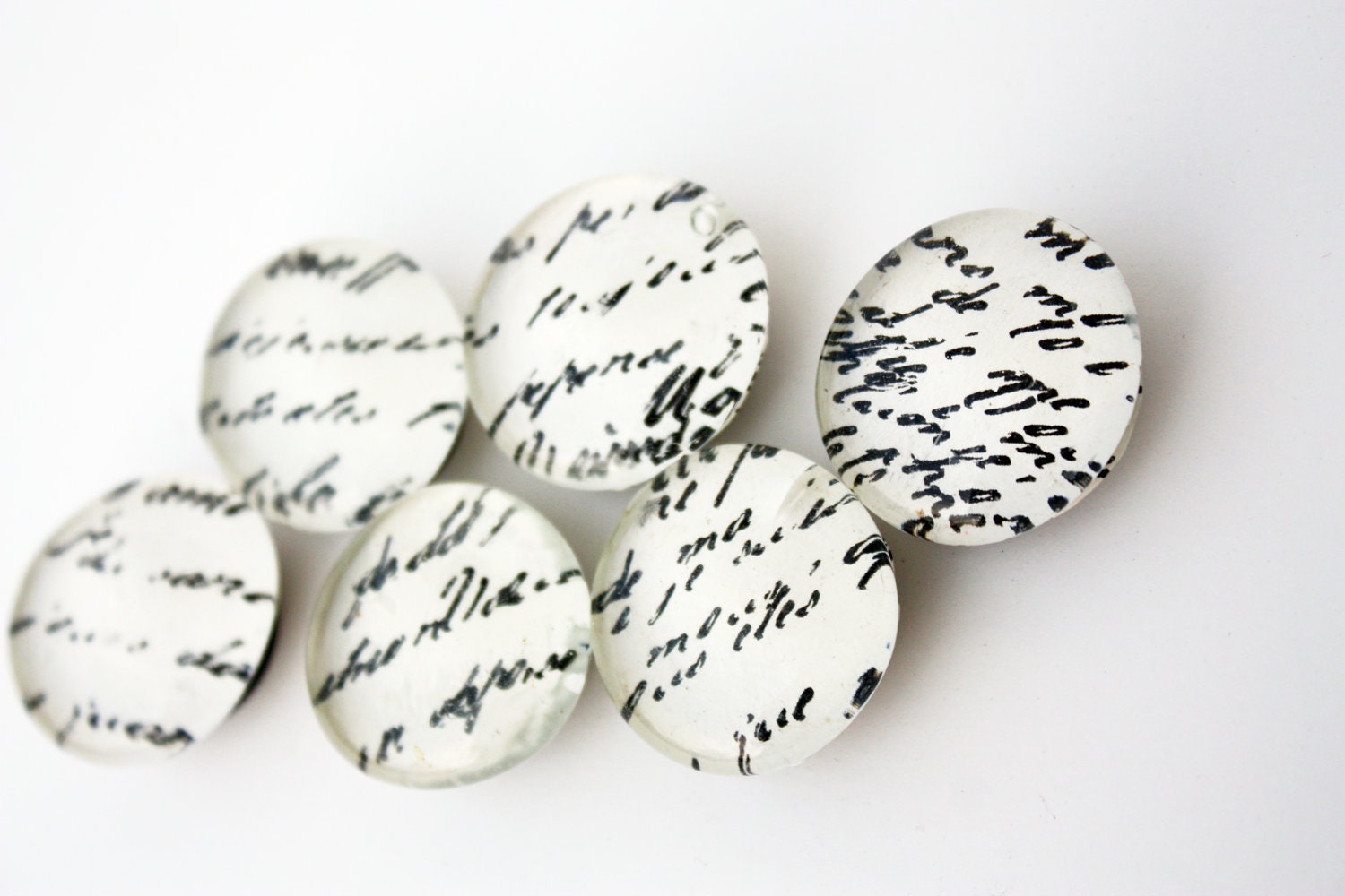 French Script Set of 6 Glass Magnets