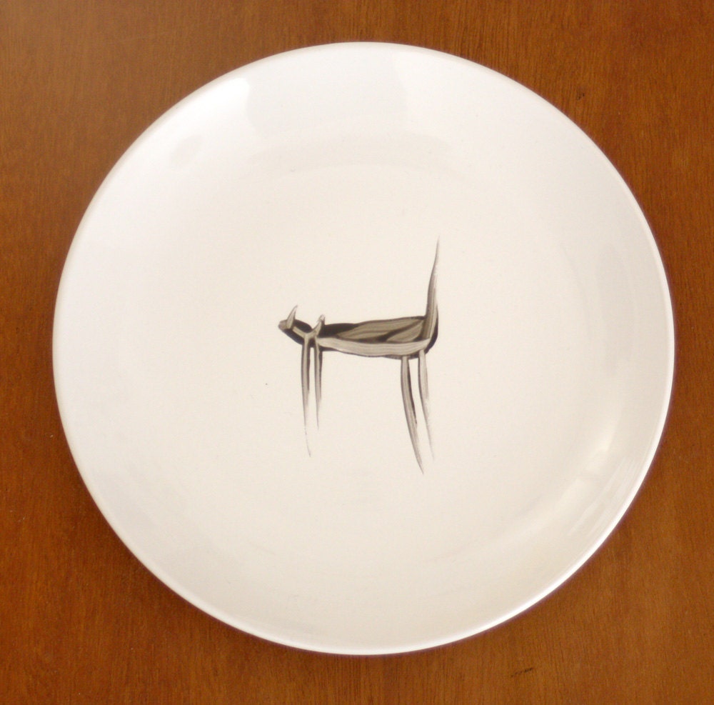 Decorative Side Plate - Hand Painted - The Lonely Cat