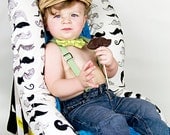 Mustache and Turquoise toddler car seat cover for Britax Marathon or Roundabout