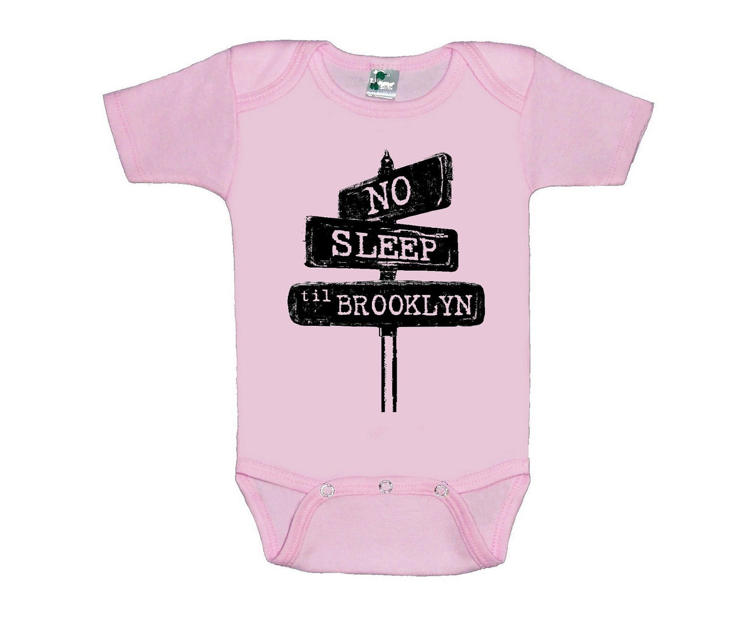 No sleep til brooklyn Blue baby shirt creeper one piece bodysuit silkscreen screenprint Choose Size