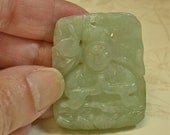 Vintage Carved JADE BUDDHA PENDANT Chinese Carved Flower 154.75cts cb237