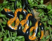 Black and Orange Trick Or Treat  Snake Necklace Charm Very Halloweeny Fall Colors Halloween Costume Jewelry