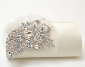 Rhinestone Bridal Clutch in Ivory - Bridesmaid Clutch - Formal Clutch - Rhinestone Clutch - Organza Flower