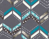Cyan Chevron -  5x5 Blue Contemporary Art Print
