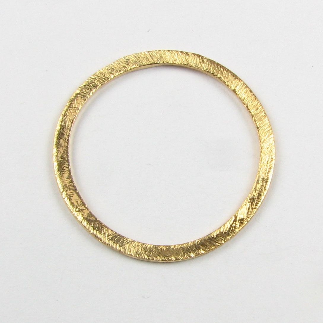 20mm Flat Circle Shaped Bali Vermeil Brushed Line Texture Loop Connector Eternity Rings Links (2 beads)