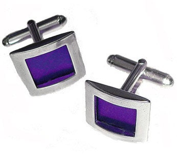 Recycled aluminum / sterling silver cuff links in Purple