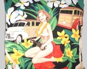 Rockabilly Pin Up/ Hawaiian Surf Pillow Trendy Home Decor