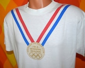vintage t-shirt 80s OLYMPICS rings whitaker school winning reader gold medal tee shirt Large