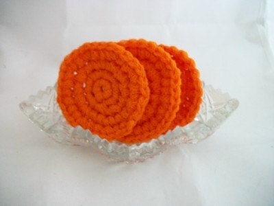 Three Round Scrubbies in Orange