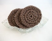 Three Round Scrubbies in Brown