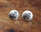 Tiny Silver Hamsa Stud Earrings