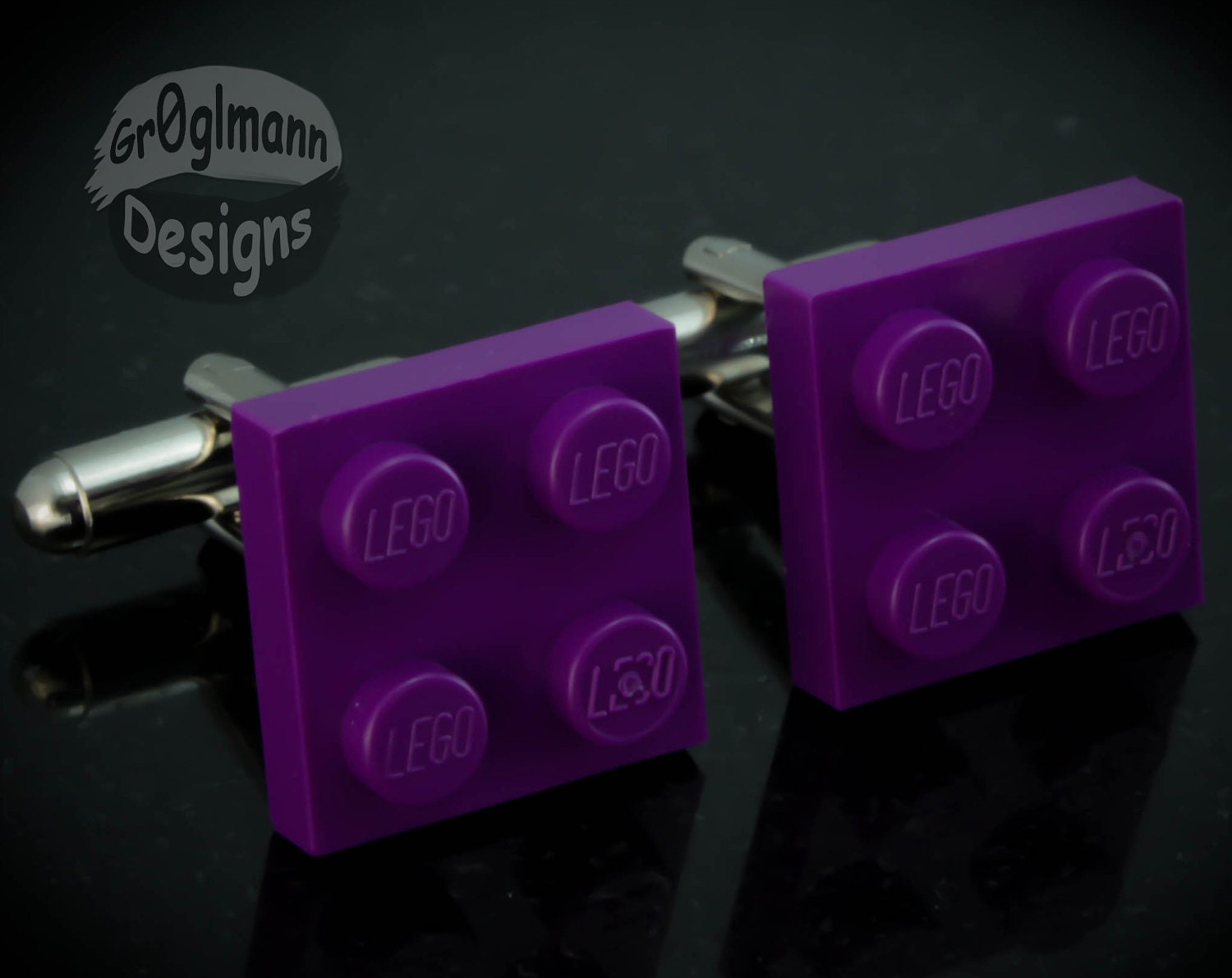 Purple Tile Cufflinks :) made with LEGO bricks