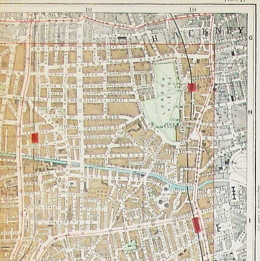 Vintage Map of London - 1896 - Street Map of London - Bethnal Green Hoxton Islington Hackney
