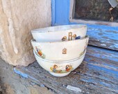Antique 1930 French cafe au lait bowl set of 3 children patterns /St Amand
