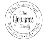Return Address Rubber Stamp Script Round Monogram Clear Block --2724