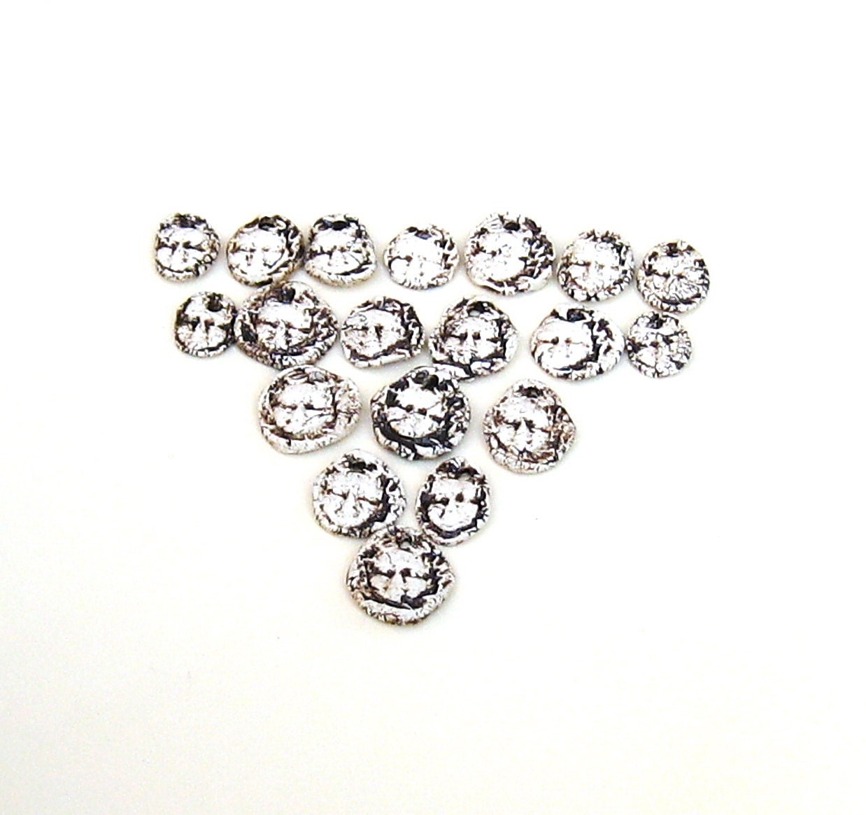 Beads Woodland Creepy Fairy Face Charms 19 Small Rustic Stoneware White Black