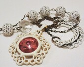 Shabby Chic Pink Vintage Rhinestone Necklace