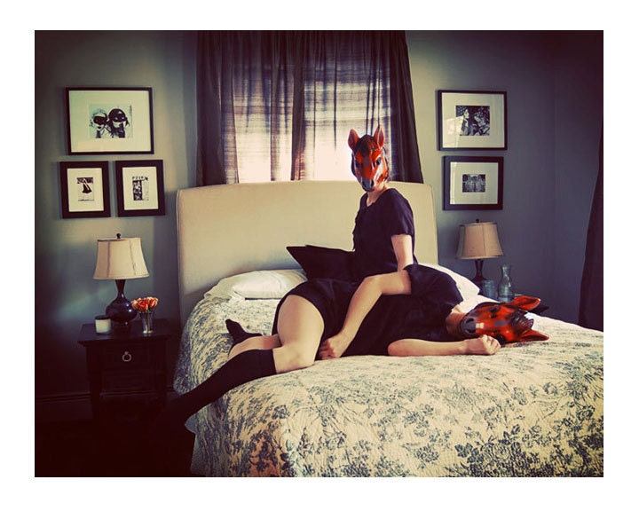 Fine Art Photo, Surreal Portrait, Horse and I, 8x10 Print, Horse Mask, Female Figures, Clones, Twins Photo