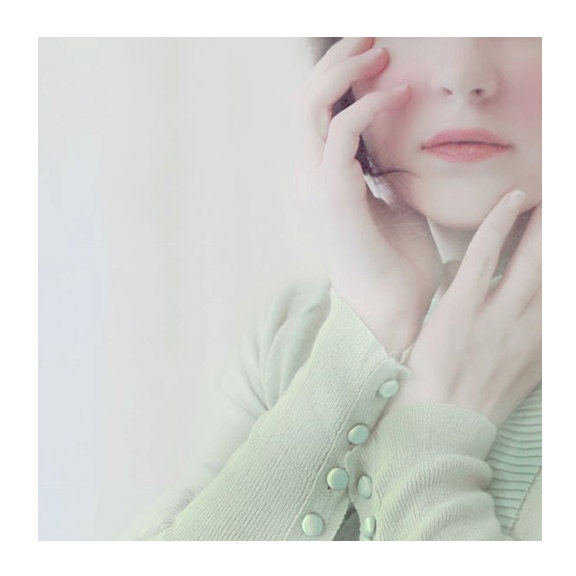 SALE Ethereal Portrait, Marie, 8x8 Print, Female Figure, Pastel, Pale Mint, Dreamy, Surreal Photography