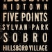 Nashville neighborhoods typography graphic art on canvas 12 x 36 x 1.5 by gemini studio