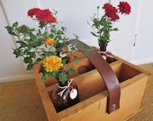 What a Tool... Vintage Rustic Wood Tool Tote Box Caddy with Leather Strap Handle - InWithTheOld
