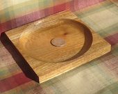Beautiful handcrafted unique mahogany wood ring or coin dish