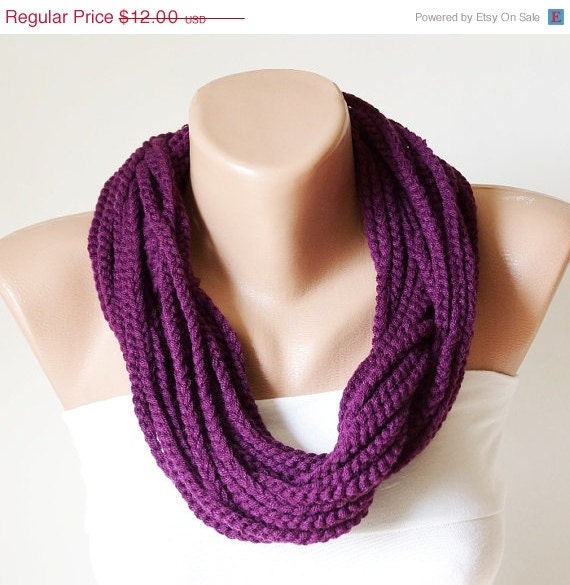 SALE - Loop Scarf-Purple Scarf - Chunky Chain Scarf