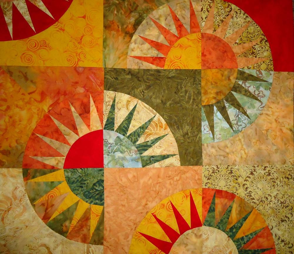 New York Beauty Quilt Top by Patchmker Ready to Quilt in Batiks