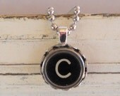 Typewriter Key Necklace, Initial Jewelry, Steampunk, Typewriter Key Jewelry, the letter C, ALL LETTERS Available- Recycled Jewelry