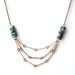 Turquoise Bead Vintage Layered Chain Necklace - Vintage Oxidized Brass Chain