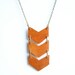Geometric Leather Tan Triple Chevron Necklace - Antiqued Brass Chain