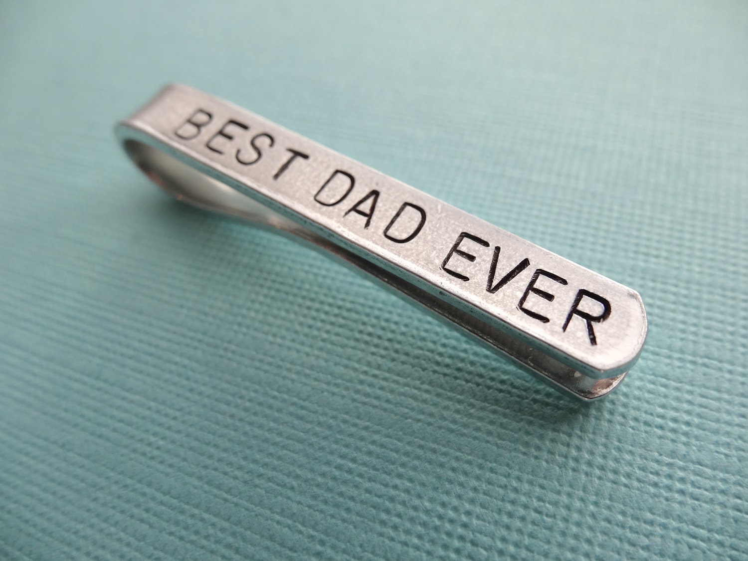 Best Dad Ever Tie Bar - Personalized Tie Clip - Custom Hand stamped aluminum tie clip