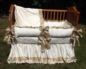 NEW Custom Dupioni Silk Luxury Posh Baby Nursery with Ruffles Gender Neutral 4-Piece Crib Bedding Set YOUR CHOICE of Colors