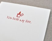 You Light My Fire Letterpress Greeting Card with Envelope