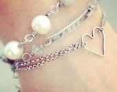 personalized jewelry . arm party . gift for her . dainty handmade sterling silver bracelets. handstamped . personalized gift .