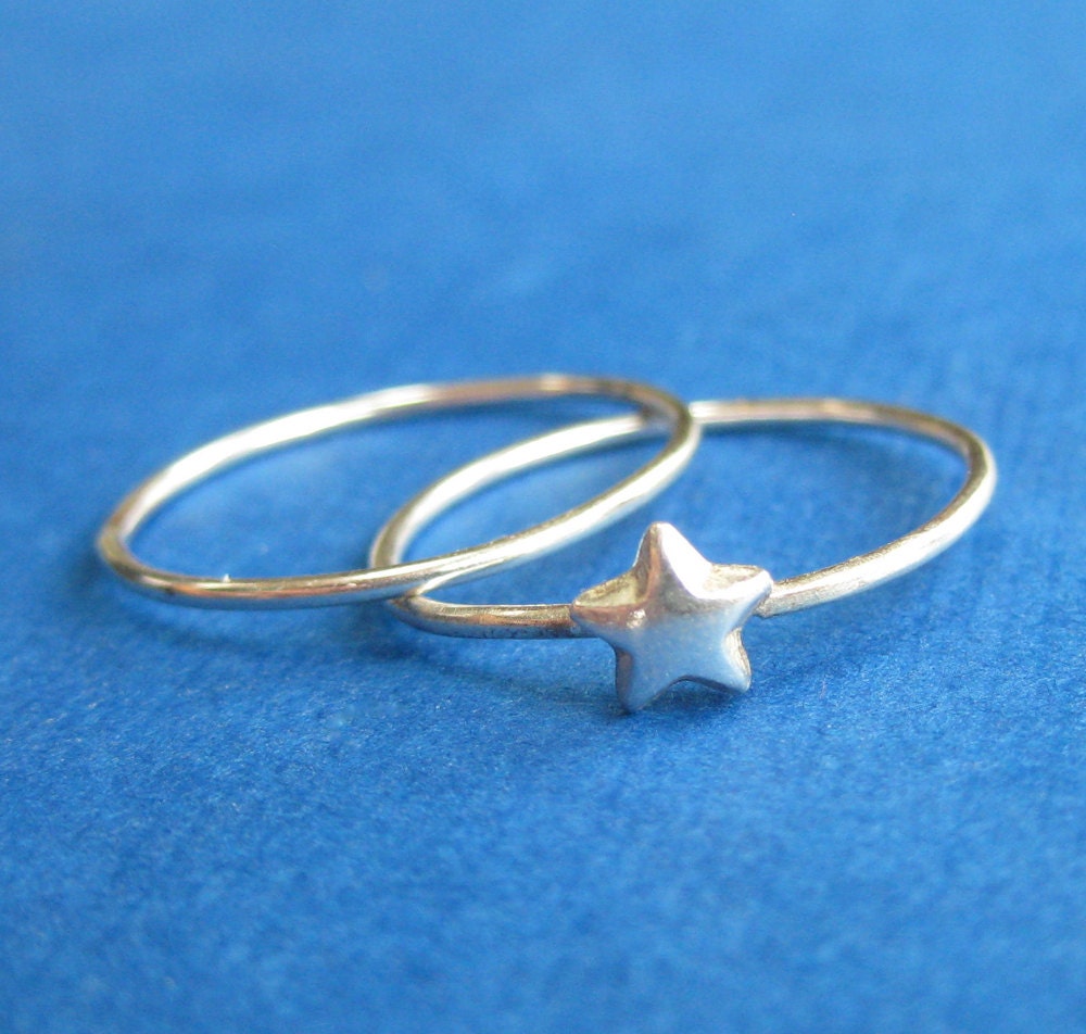 Star Ring Set, Silver Stacking Rings