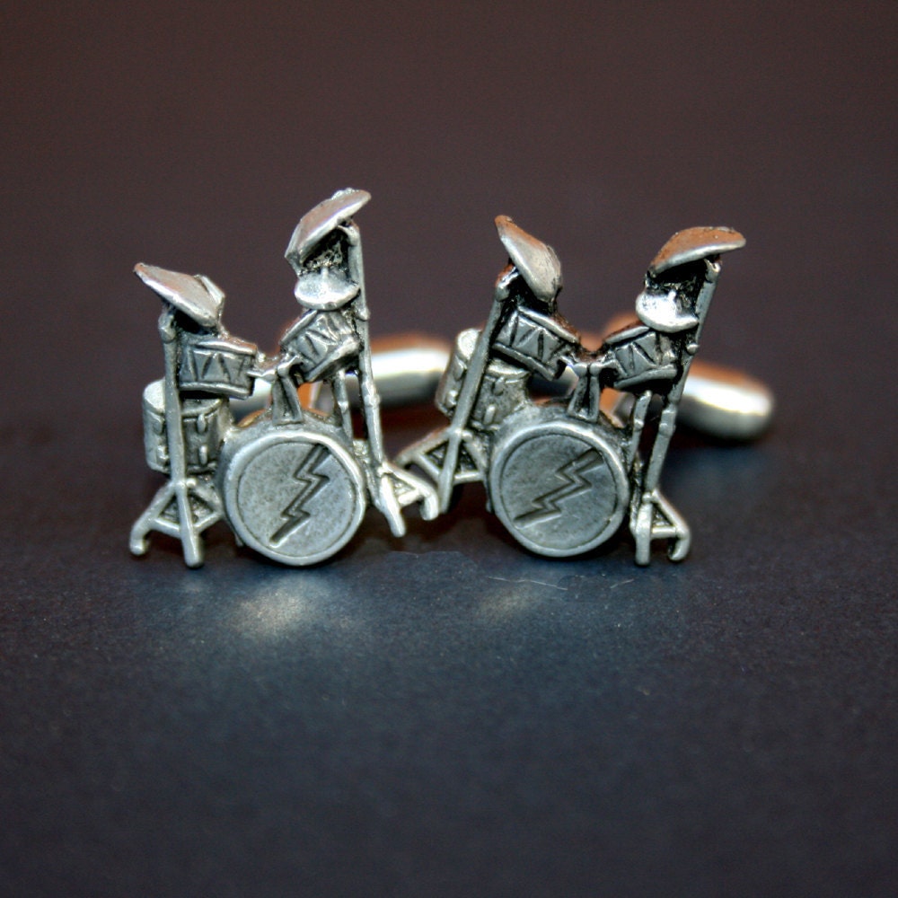 Cufflinks - Drum Set with Lightning Bolt