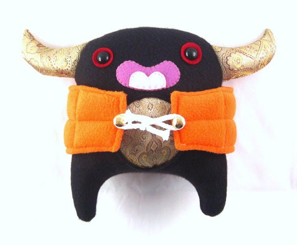 Floatee in Black and Gold - Plush Monster with Life Jacket
