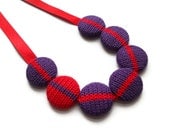 Small Knitted Cotton Necklace Stripe -Purple and Red (Free UK Shipping)