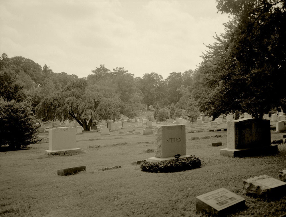 Misty Morning, Full of Spirits - 8x10 Signed Fine Art Photograph - Black and White Print, Cemetery