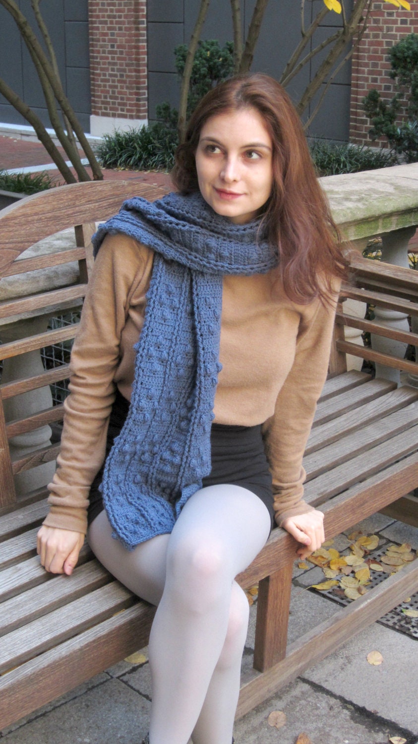 Crochet PDF Pattern - Bobble Diamonds and Posts Scarf