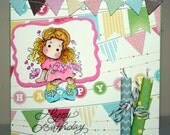 Handmade birthday card with Tilda