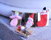 set 9 3d vintage matchbooks - santa angel snowman - cute to give with candle