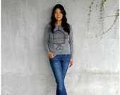 Womens slouchy pullover - S/M/L/XL - birdcage print on Alternative Apparel eco gray raglans - One That Got Away