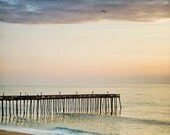 ocean pier beach waves nautical seascape cottage decor vacation 8x10 photo print, end of summer - Gently