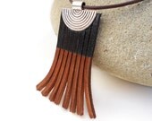 Leather Fringe  Necklace, Black and Brown - MishaGirl