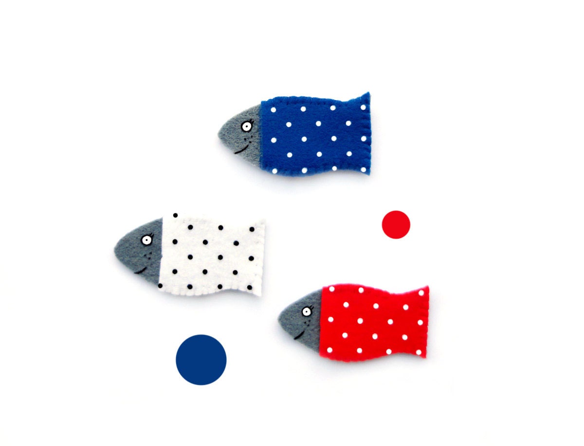 Fish brooch - Set of 3, felt brooch