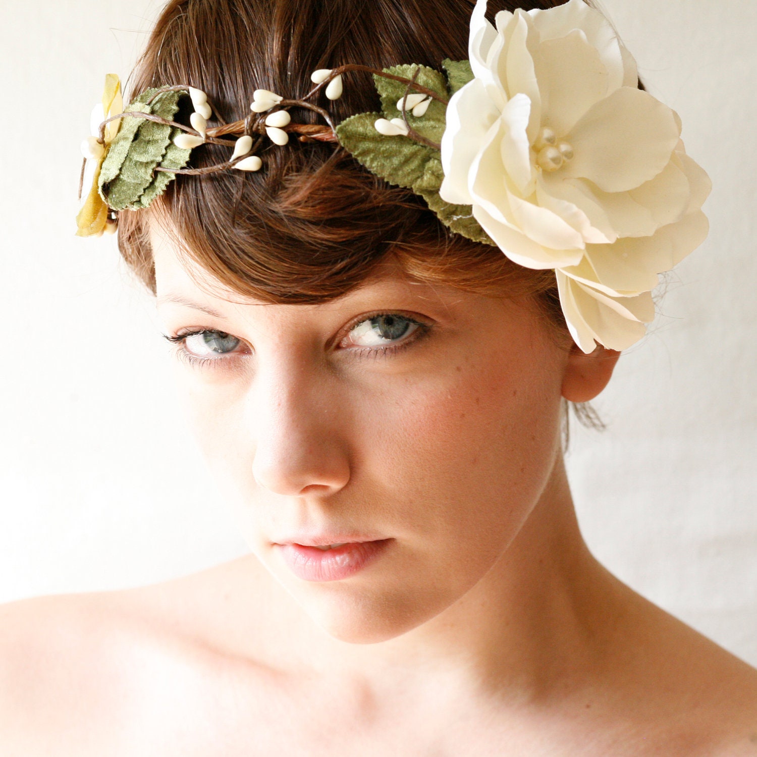 ivory flower wedding crown/wreath 'MAGPIE' woodland floral bridal head piece