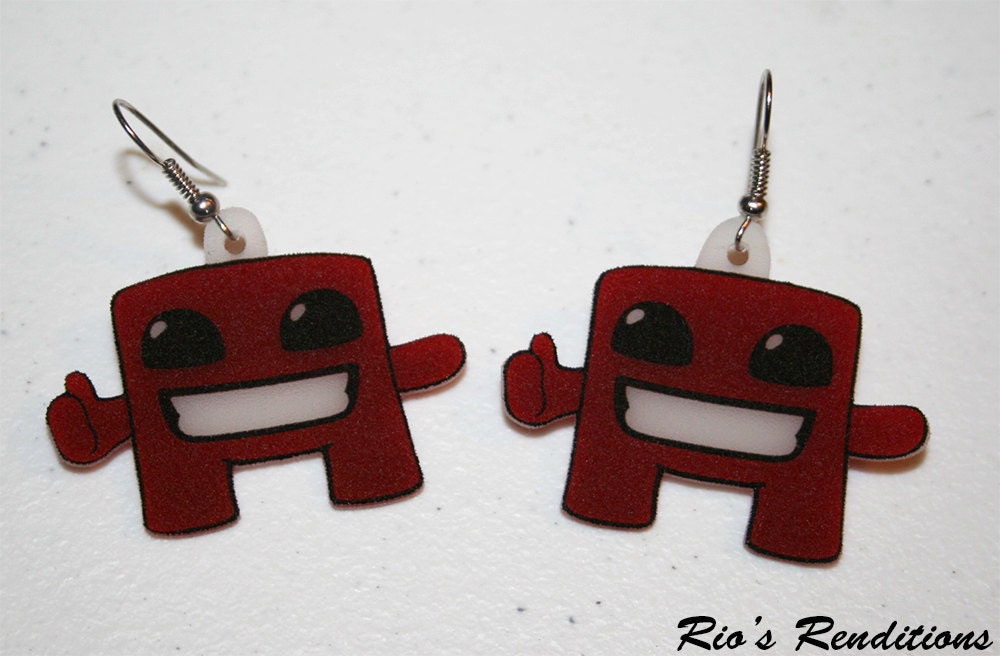 Super Meat Boy Plastic Earrings