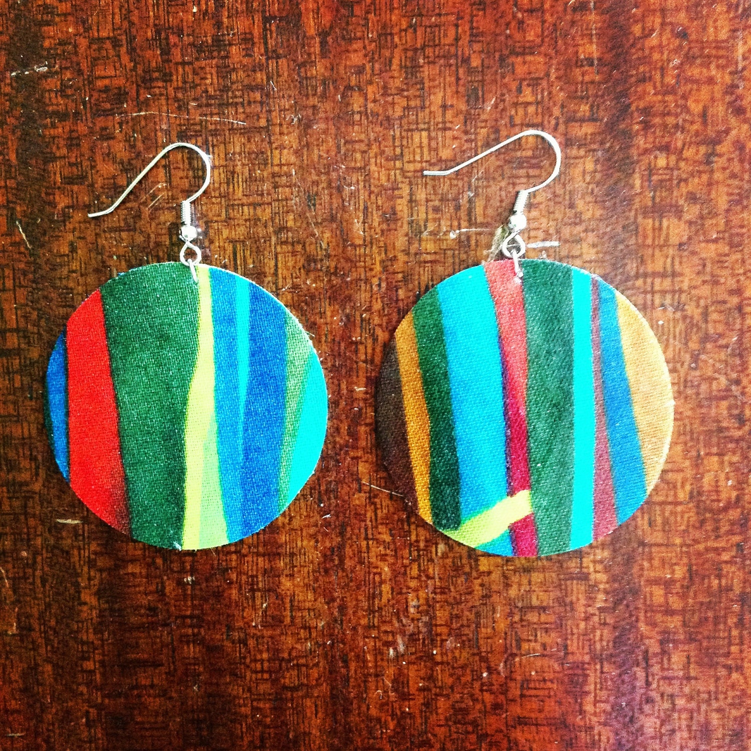 Multicolored striped waterproof earrings